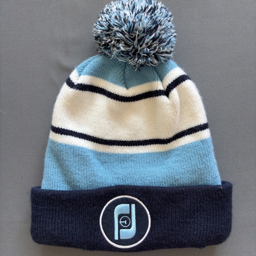 FootJoy Heritage Collection Limited Edition Beanie Hat Blue White Striped Pom